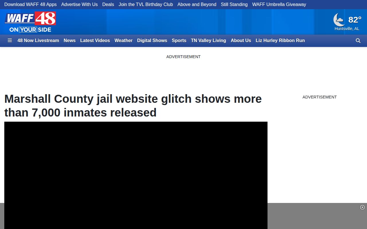 WAFF report about a Marshall County jail roster data glitch