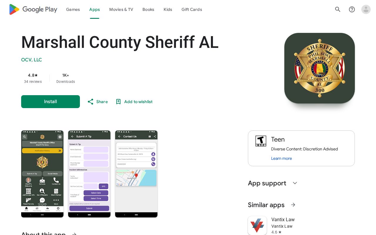 Marshall County Sheriff app source for same-day arrest checks