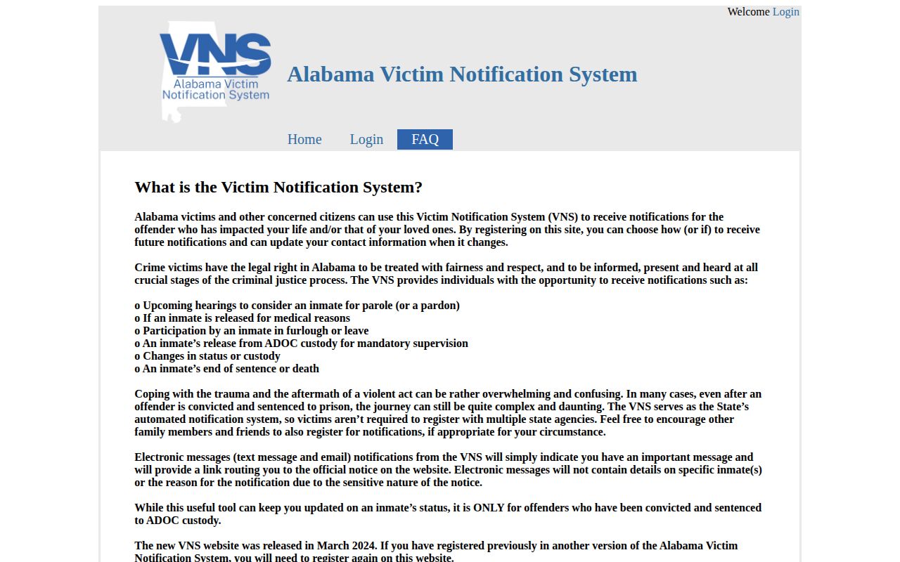 Alabama victim notification guidance for Marshall County custody alerts